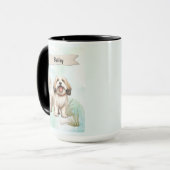 Tibetaanse Terrier Waterverf Gepersonaliseerde Hon Mok (Voorkant links)