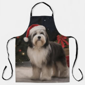 Tibetaanse Terrierhond in Sneeuw Kerstmis Schort (Voorkant)