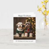 Tibetaanse Terriers Kerst Kaart (Gele Bloem)