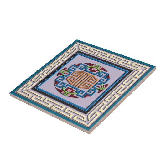 Tibetaanse vierkantsversiering tegeltje (Zijkant)