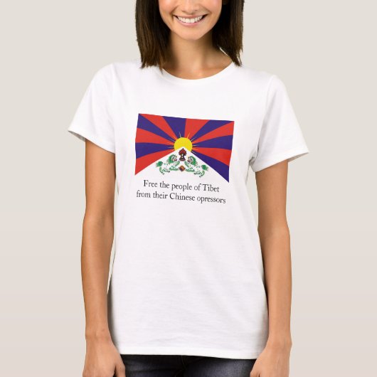 Tibetaanse vlag, bevrijd de Tibetaanse bevolking v T-shirt (Voorkant)