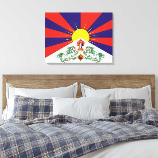 Tibetaanse vlag canvas afdruk (Insitu (Slaapkamer))