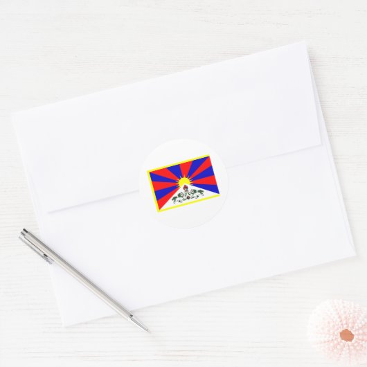 Tibetaanse vlag ronde sticker (Envelop)