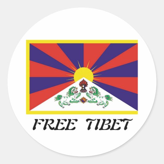 Tibetaanse vlag ronde sticker (Voorkant)