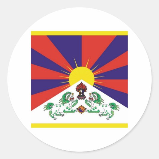 Tibetaanse vlag ronde sticker (Voorkant)