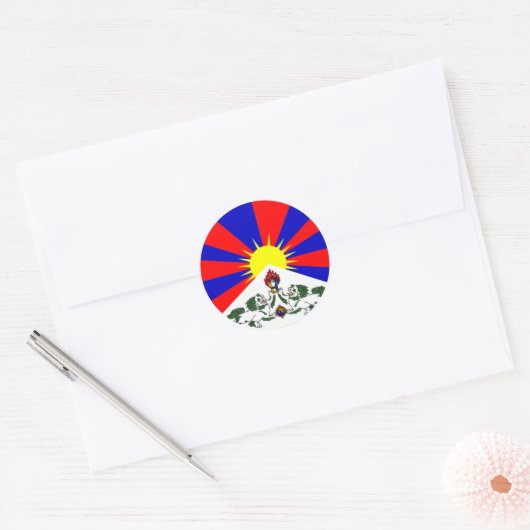 Tibetaanse vlag ronde sticker (Envelop)