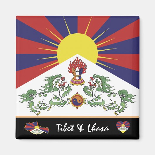 Tibetaanse vlag & Tibet - reis Himalaya/Lhasa Magneet (Voorkant)