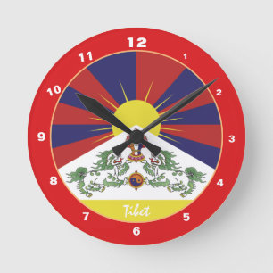 Tibetaanse vlag & Tibetaanse trendy mode/ontwerpkl Ronde Klok