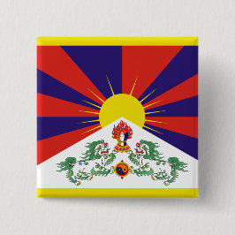 Tibetaanse Vlag Vierkante Button 5,1 Cm