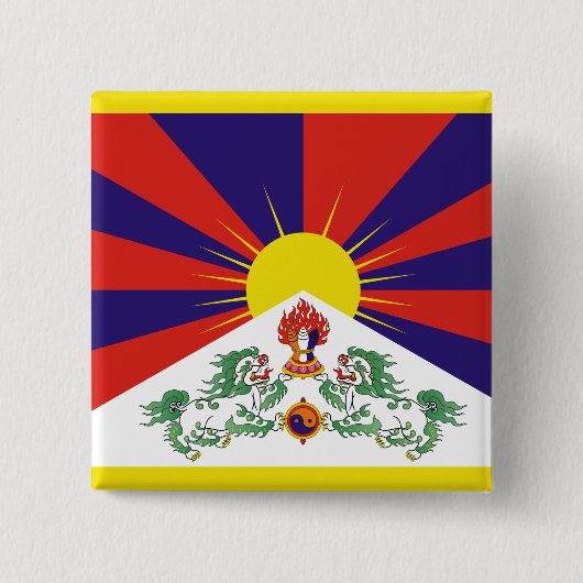 Tibetaanse Vlag Vierkante Button 5,1 Cm (Voorkant)