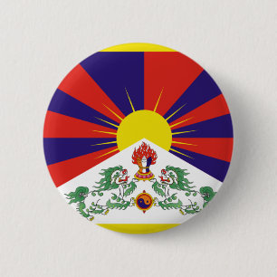 Tibetaanse Vlag voor de Vrij Tibet - Peu Rangzen བ Ronde Button 5,7 Cm