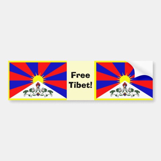 Tibetaanse vlag - Vrij Tibet! Bumpersticker (Voorkant)