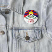 Tibetaanse vlag, vrij, TIBET Ronde Button 5,7 Cm (In situ)