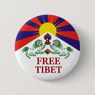 Tibetaanse vlag, VRIJ, TIBET Ronde Button 5,7 Cm