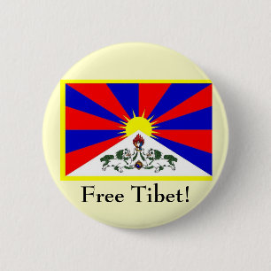 Tibetaanse vlag - Vrij Tibet! Ronde Button 5,7 Cm