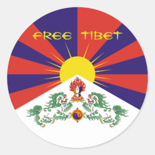 Tibetaanse vlag. Vrij Tibet Ronde Sticker