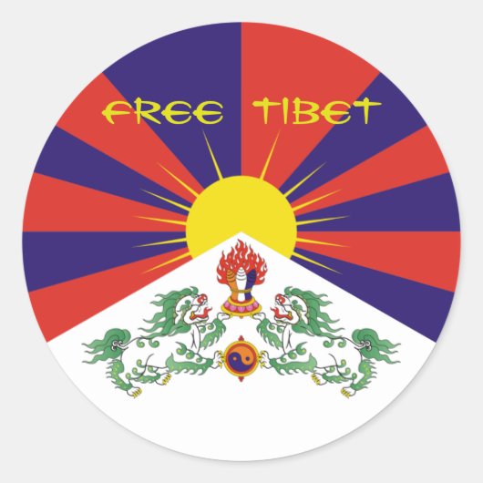 Tibetaanse vlag. Vrij Tibet Ronde Sticker (Voorkant)