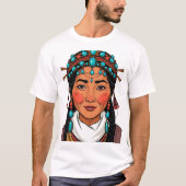 Tibetaanse vrouw gezicht illustratie t-shirt (Voorkant)