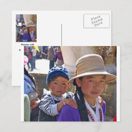 Tibetaanse vrouw met kind briefkaart (Voorkant / Achterkant)