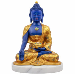 Tibetan Blue Medicine Buddha 2D Statue Staand Fotobeeldje