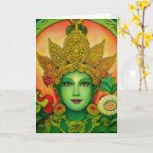 Tibetan Boeddhistische Tara van de Godin Groene Kaart (Gele Bloem)