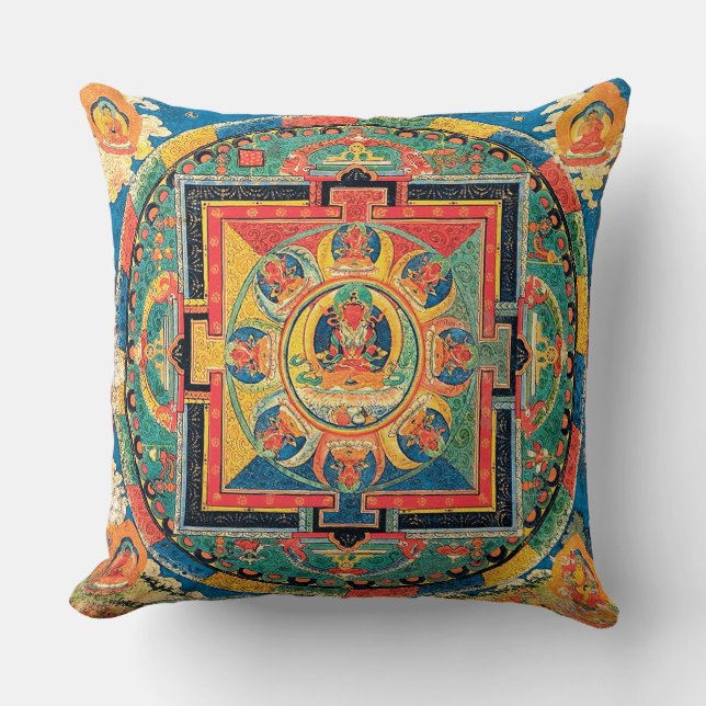 Tibetan Buddhist Mandala Pillow Kussen (Voorkant)