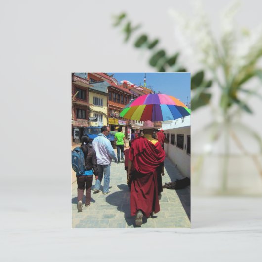Tibetan Buddhist Monk Great Supa Boudha Kathmandu Briefkaart (Staand voorkant)