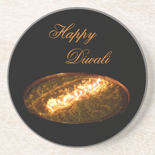 Tibetan Butter Lamp Zandsteen Onderzetter (Voorkant)