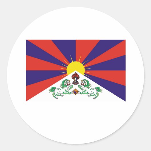 TIBETAN FLAG RONDE STICKER (Voorkant)