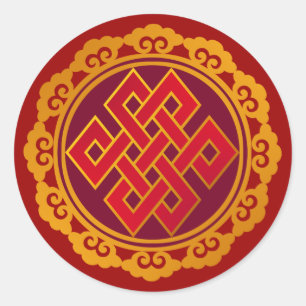 Tibetan Karma Buddhism Eternal Knot Ronde Sticker