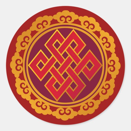 Tibetan Karma Buddhism Eternal Knot Ronde Sticker (Voorkant)