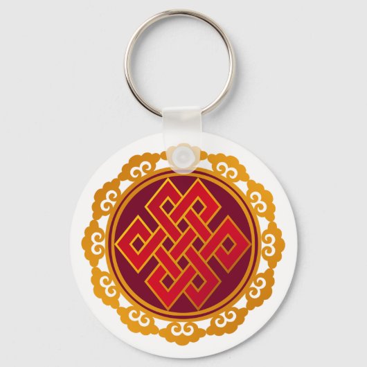 Tibetan Karma Buddhism Eternal Knot Sleutelhanger (Voorkant)