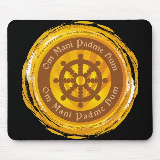 Tibetan Mantra Dharma Wheel Muismat (Voorkant)