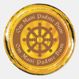 Tibetan Mantra Dharma Wheel Ronde Sticker