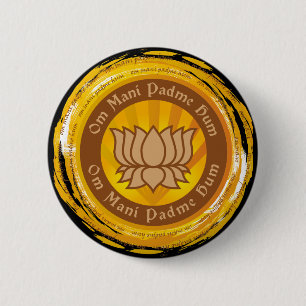 Tibetan Mantra Lotus Flower Ronde Button 5,7 Cm