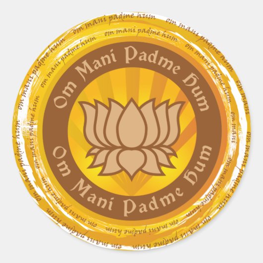 Tibetan Mantra Lotus Flower Ronde Sticker (Voorkant)