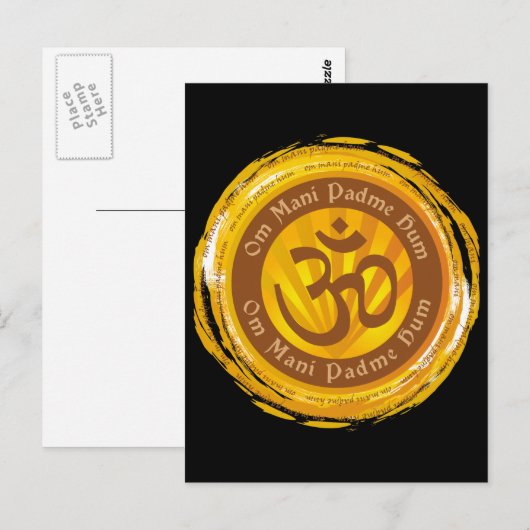 Tibetan Mantra met Aum Symbool Briefkaart (Voorkant / Achterkant)