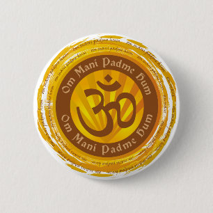 Tibetan Mantra met Aum Symbool Ronde Button 5,7 Cm
