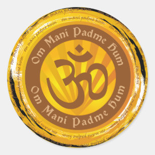 Tibetan Mantra met Aum Symbool Ronde Sticker