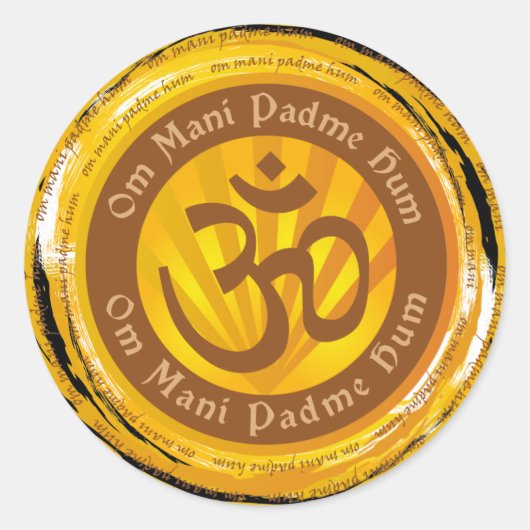 Tibetan Mantra met Aum Symbool Ronde Sticker (Voorkant)