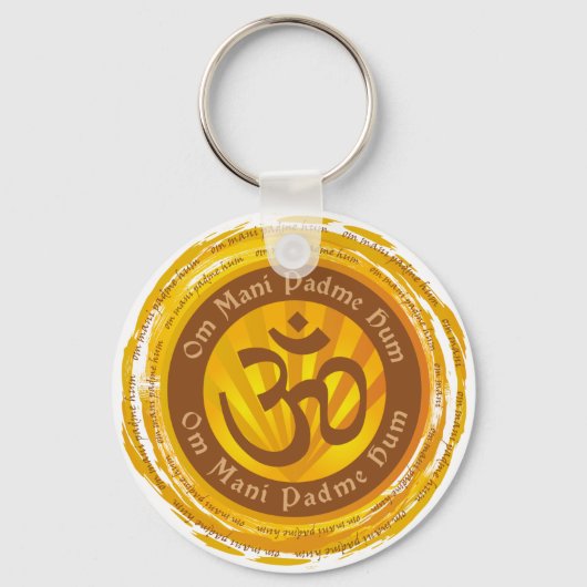 Tibetan Mantra met Aum Symbool Sleutelhanger (Voorkant)
