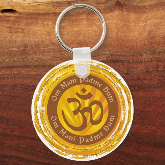 Tibetan Mantra met Aum Symbool Sleutelhanger (Voorkant)