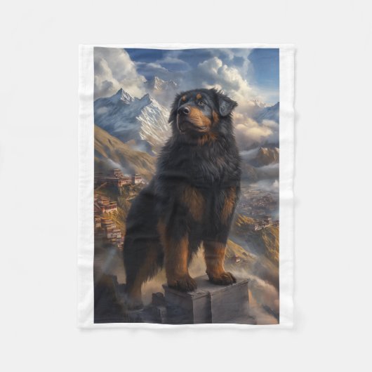 Tibetan Mastiff Bergzicht Sticker Fleece Deken (Voorkant)
