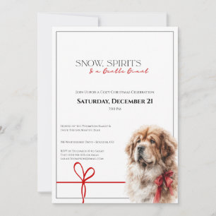 Tibetan Mastiff Christmas Party Cozy Red Scarf Kaart