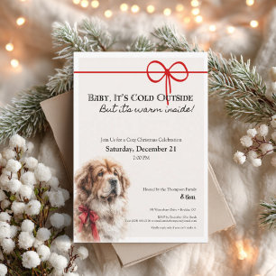 Tibetan Mastiff • Christmas Party Invitation Feestdagenkaart