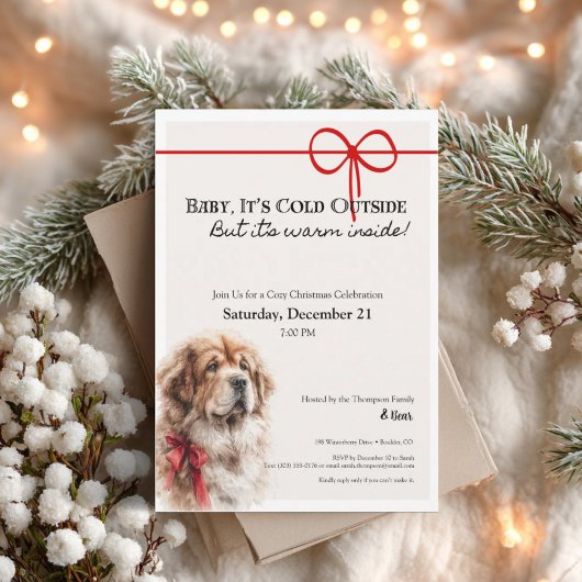 Tibetan Mastiff • Christmas Party Invitation Feestdagenkaart