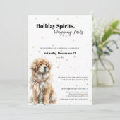 Tibetan Mastiff Christmas Party Invitation  Kaart (Staand voorkant)