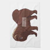 Tibetan Mastiff dog cartoon illustration Theedoek (Verticaal)