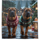 Tibetan Mastiff Dogs Christmas Snow Holiday Douchegordijn (Voorkant)