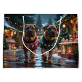 Tibetan Mastiff Dogs Christmas Snow Holiday Groot Cadeauzakje (Voorkant)